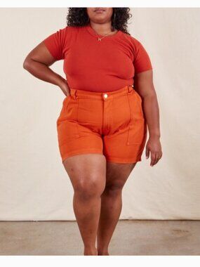 Big Bud Press Work Shorts Orange/Salmon Size Large